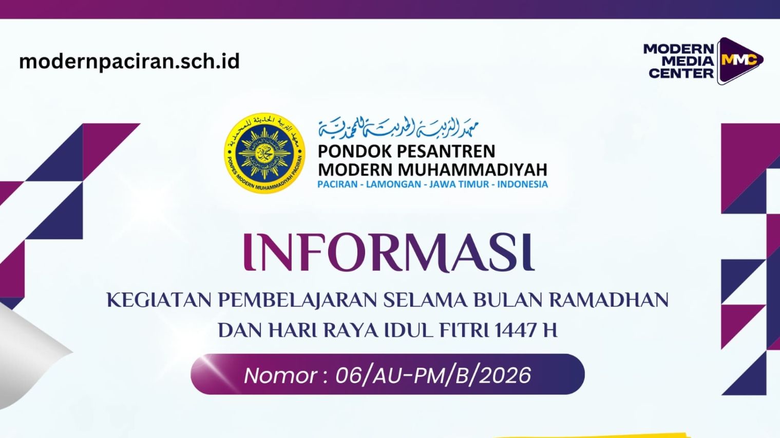 Maklumat Kegiatan Pembelajaran Ramadhan dan Idul Fitri 1447 H